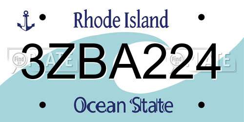 3ZBA224 Rhode Island License Plate