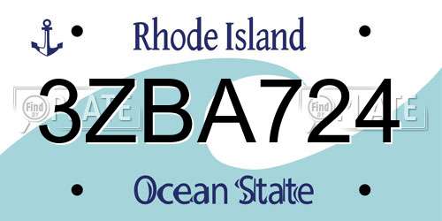 3ZBA724 Rhode Island License Plate