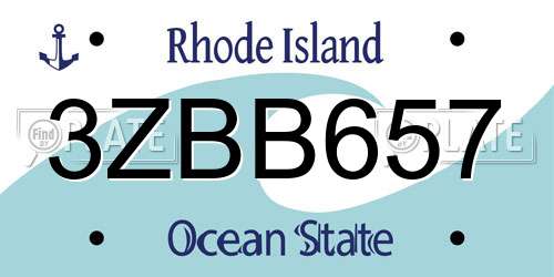 3ZBB657 Rhode Island License Plate