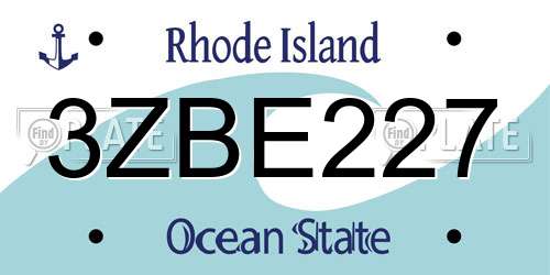3ZBE227 Rhode Island License Plate