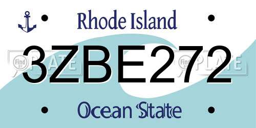 3ZBE272 Rhode Island License Plate
