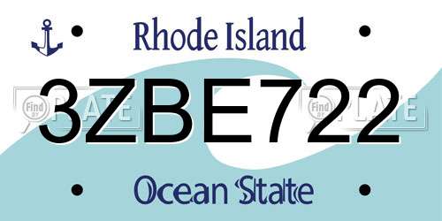 3ZBE722 Rhode Island License Plate