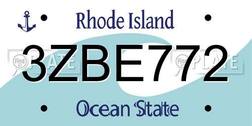 3ZBE772 Rhode Island License Plate