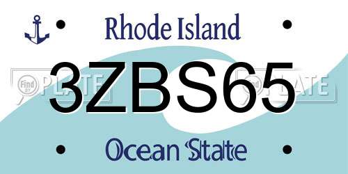 3ZBS65 Rhode Island License Plate