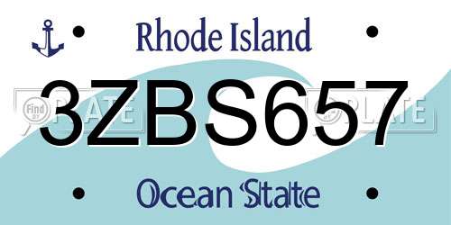 3ZBS657 Rhode Island License Plate