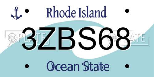 3ZBS68 Rhode Island License Plate