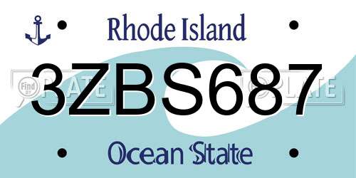 3ZBS687 Rhode Island License Plate