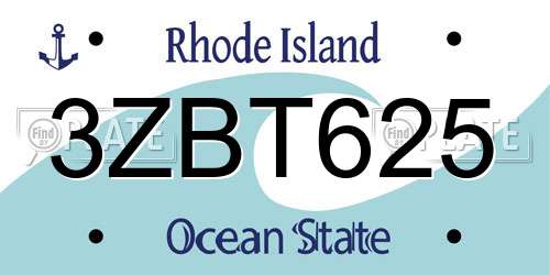 3ZBT625 Rhode Island License Plate