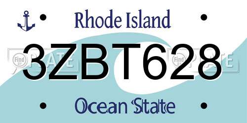 3ZBT628 Rhode Island License Plate