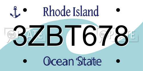3ZBT678 Rhode Island License Plate