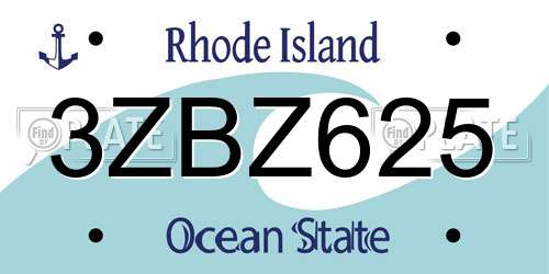 3ZBZ625 Rhode Island License Plate