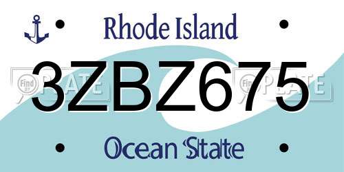3ZBZ675 Rhode Island License Plate