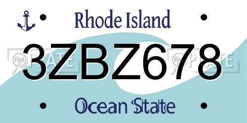 3ZBZ678 Rhode Island License Plate