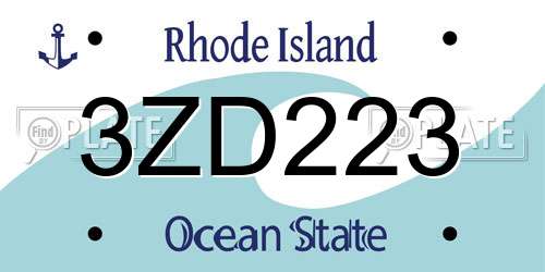 3ZD223 Rhode Island License Plate