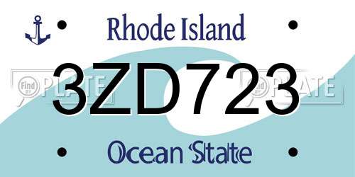 3ZD723 Rhode Island License Plate