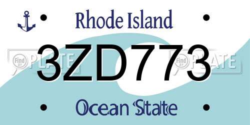 3ZD773 Rhode Island License Plate