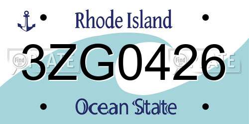 3ZG0426 Rhode Island License Plate