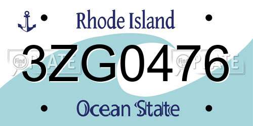 3ZG0476 Rhode Island License Plate