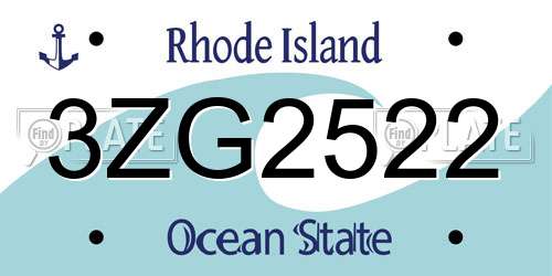 3ZG2522 Rhode Island License Plate