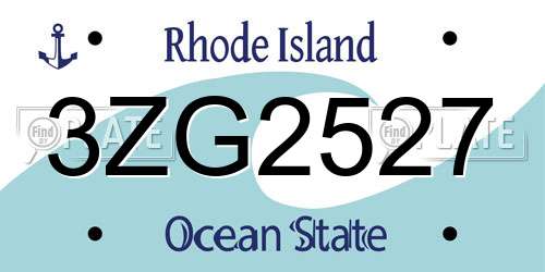 3ZG2527 Rhode Island License Plate