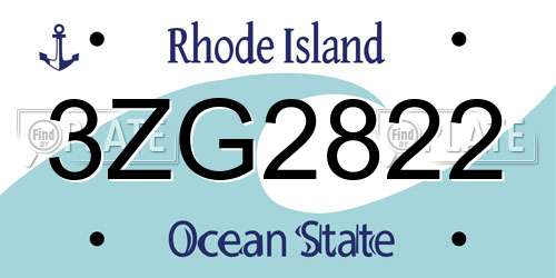 3ZG2822 Rhode Island License Plate