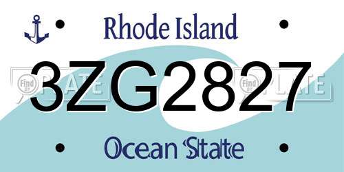 3ZG2827 Rhode Island License Plate