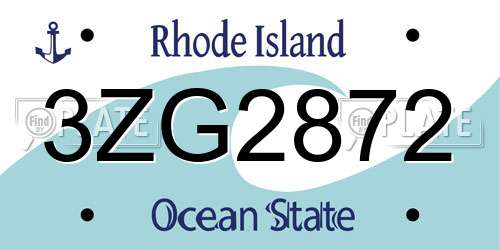 3ZG2872 Rhode Island License Plate