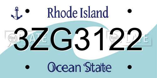 3ZG3122 Rhode Island License Plate