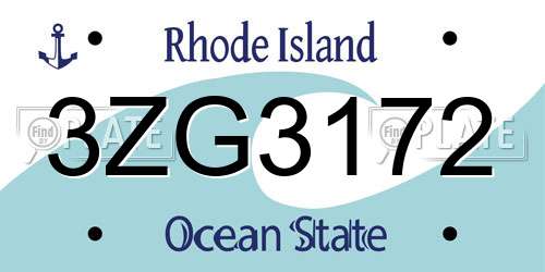 3ZG3172 Rhode Island License Plate