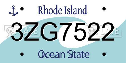 3ZG7522 Rhode Island License Plate