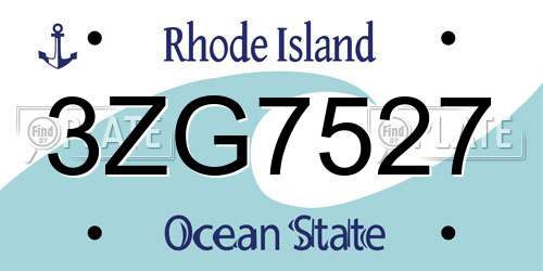3ZG7527 Rhode Island License Plate