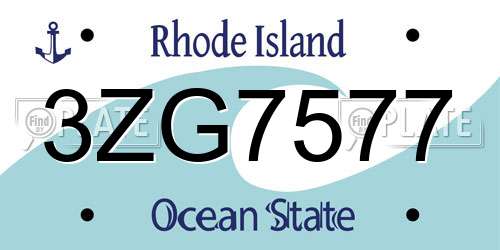 3ZG7577 Rhode Island License Plate