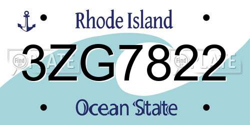 3ZG7822 Rhode Island License Plate