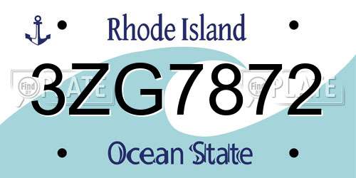 3ZG7872 Rhode Island License Plate