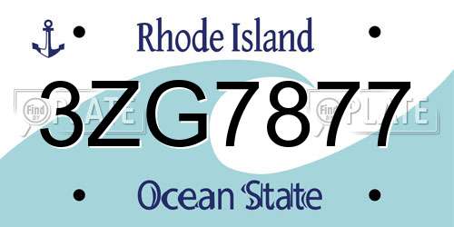 3ZG7877 Rhode Island License Plate