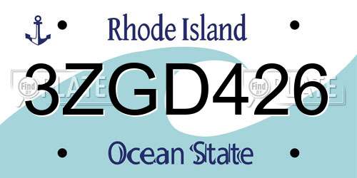 3ZGD426 Rhode Island License Plate