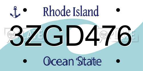 3ZGD476 Rhode Island License Plate