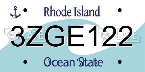 3ZGE122 Rhode Island License Plate