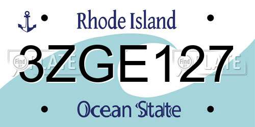 3ZGE127 Rhode Island License Plate