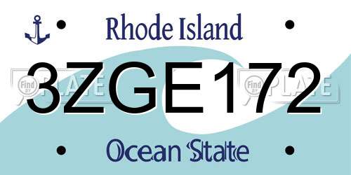3ZGE172 Rhode Island License Plate