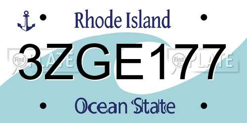 3ZGE177 Rhode Island License Plate
