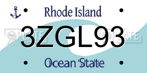3ZGL93 Rhode Island License Plate