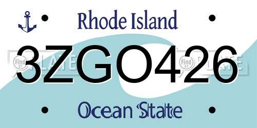 3ZGO426 Rhode Island License Plate