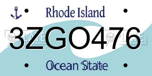 3ZGO476 Rhode Island License Plate