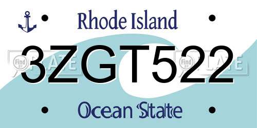 3ZGT522 Rhode Island License Plate