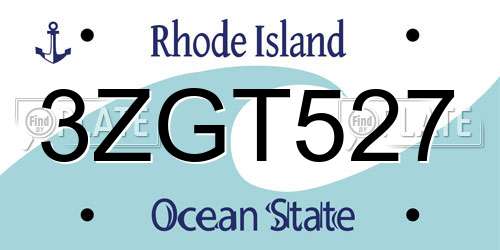 3ZGT527 Rhode Island License Plate