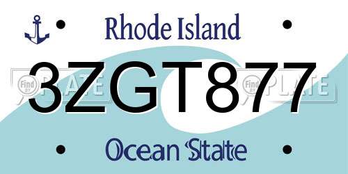 3ZGT877 Rhode Island License Plate