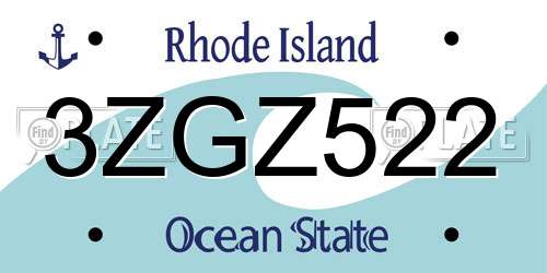 3ZGZ522 Rhode Island License Plate
