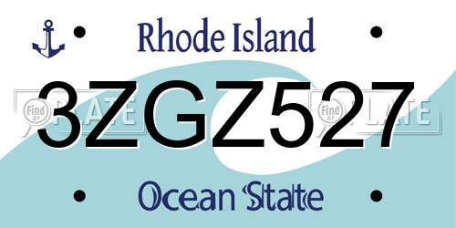 3ZGZ527 Rhode Island License Plate