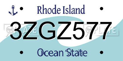 3ZGZ577 Rhode Island License Plate